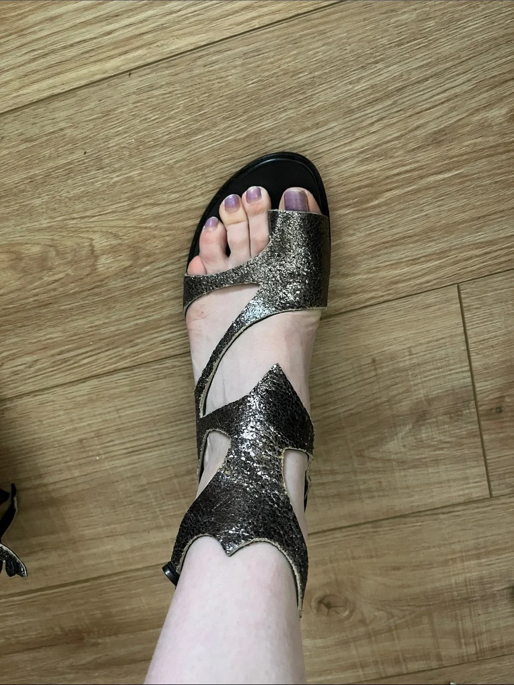 NWOB Cydwoq Impossible silver metallic heeled sandal